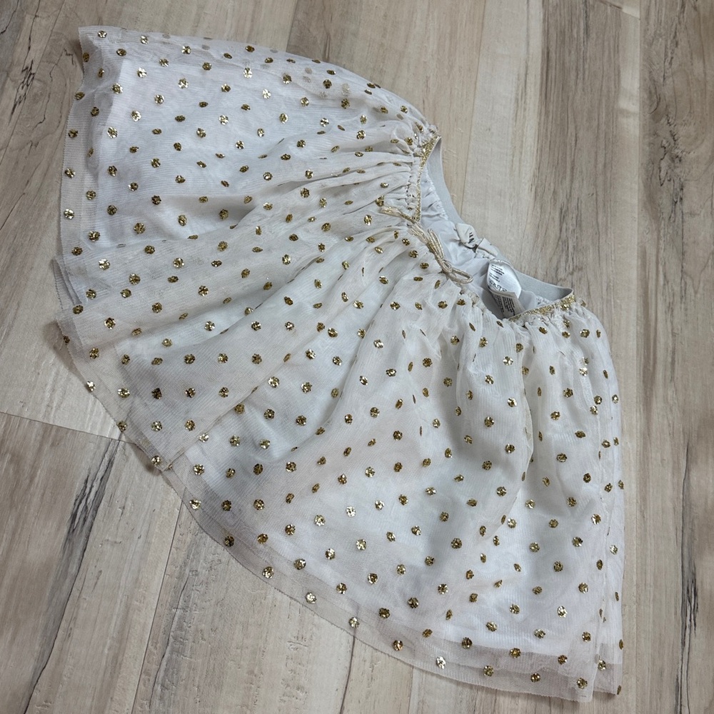 White and Gold Polka Dot Skirt - Picture 6 of 6